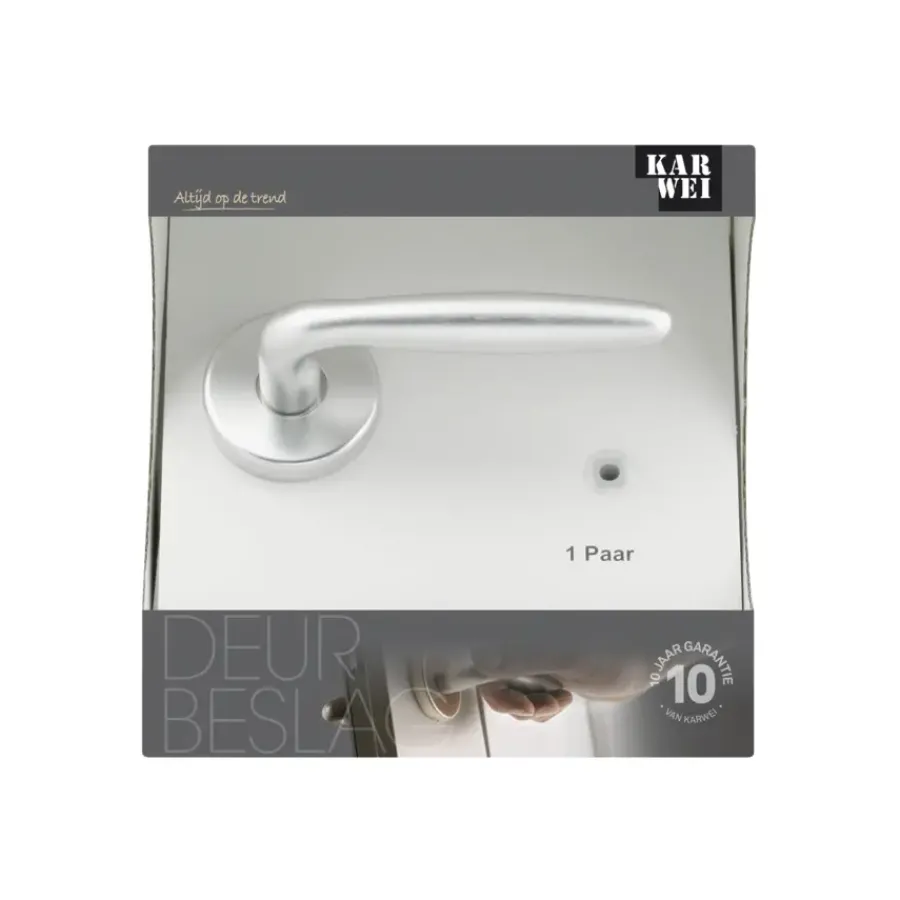 KARWEI deurkruk set Antonio rond rozet aluminium New