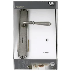 KARWEI deurkruk set Bento ovaal schild sleutelgat 56 mm tin look messing New