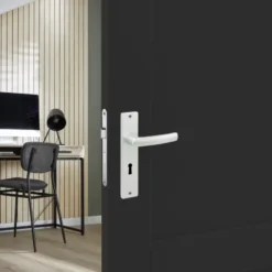 KARWEI deurkruk set Blok recht schild sleutelgat 56 mm aluminium Clearance