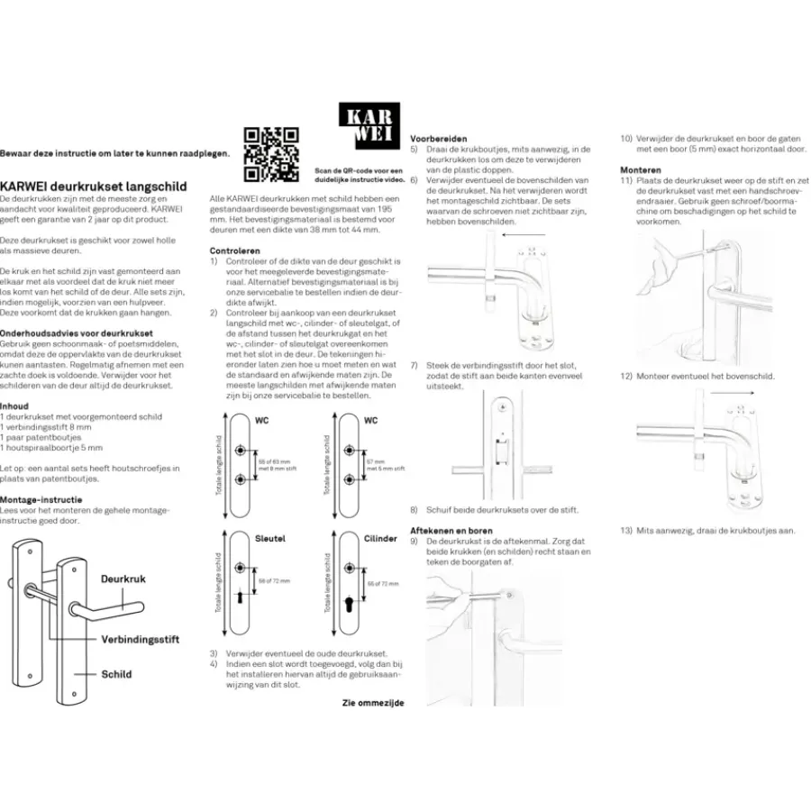 KARWEI deurkruk set Blok recht schild sleutelgat 56 mm aluminium Clearance