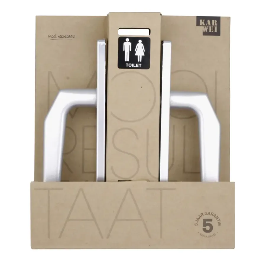 KARWEI deurkruk set Daan recht schild vrij-bezet sluiting 63/8 mm aluminium
