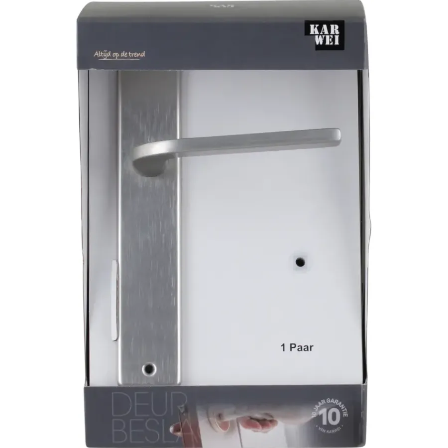KARWEI deurkruk set Enzo recht blind schild RVS look aluminium Clearance