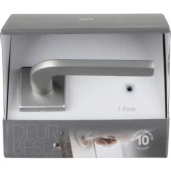 KARWEI deurkruk set Enzo vierkant rozet RVS look aluminium Best