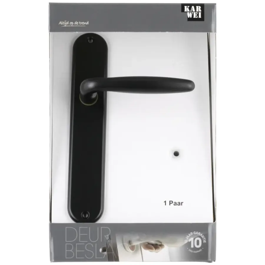KARWEI deurkruk set Eros ovaal blind schild zwart aluminium Discount