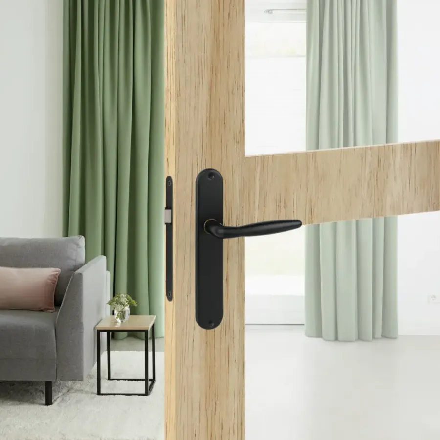 KARWEI deurkruk set Eros ovaal blind schild zwart aluminium Discount