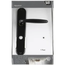 KARWEI deurkruk set Eros ovaal schild vrij-bezet sluiting 63/8 mm zwart aluminium Best