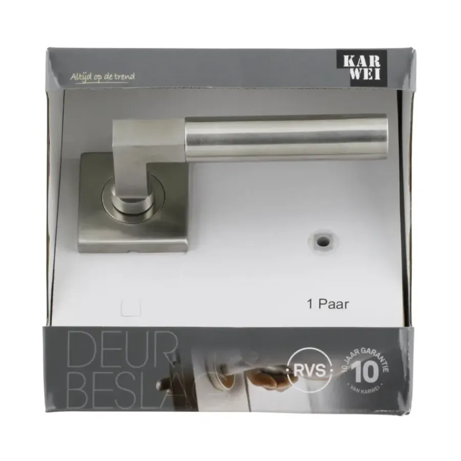 KARWEI deurkruk set Fulham vierkant rozet RVS Discount