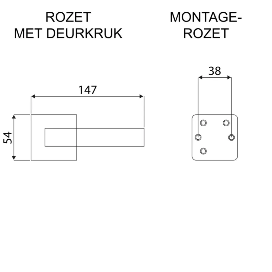 KARWEI deurkruk set Fulham vierkant rozet RVS Discount