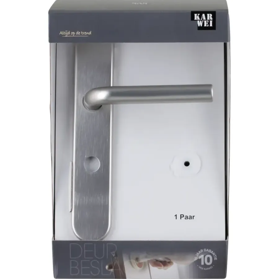 KARWEI deurkruk set Gino ovaal schild vrij-bezet sluiting 63/8 mm RVS look aluminium Discount