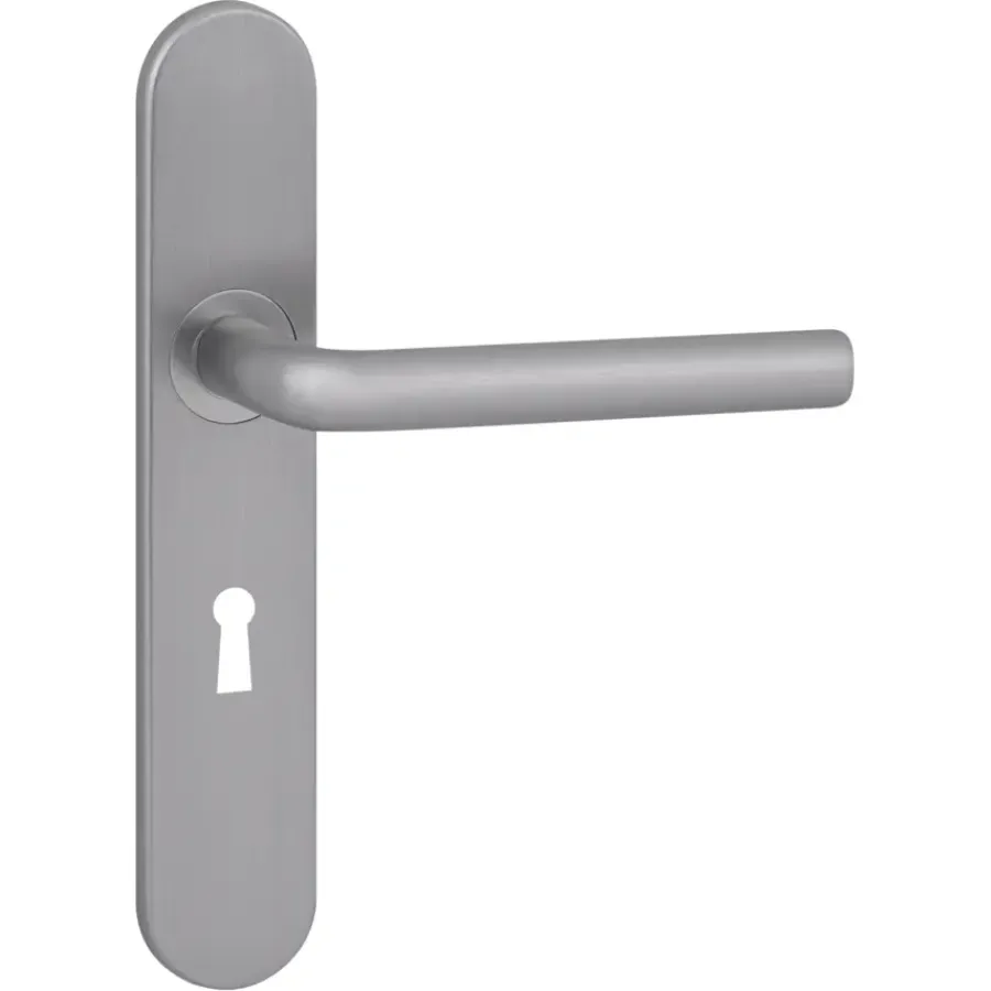 KARWEI deurkruk set Gino ovaal schild sleutelgat 56 mm RVS look aluminium Online