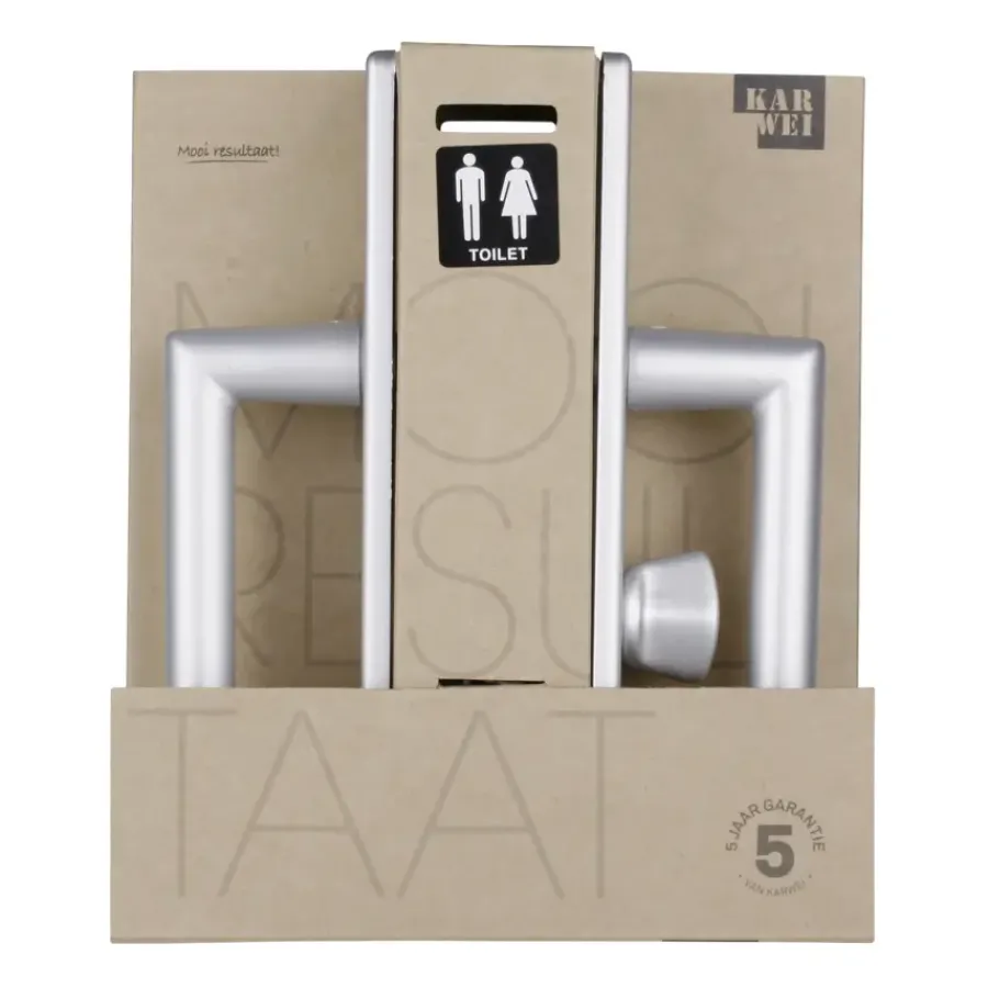 KARWEI deurkruk set Greece recht schild vrij-bezet sluiting 63/8 mm ANOX aluminium mat Clearance