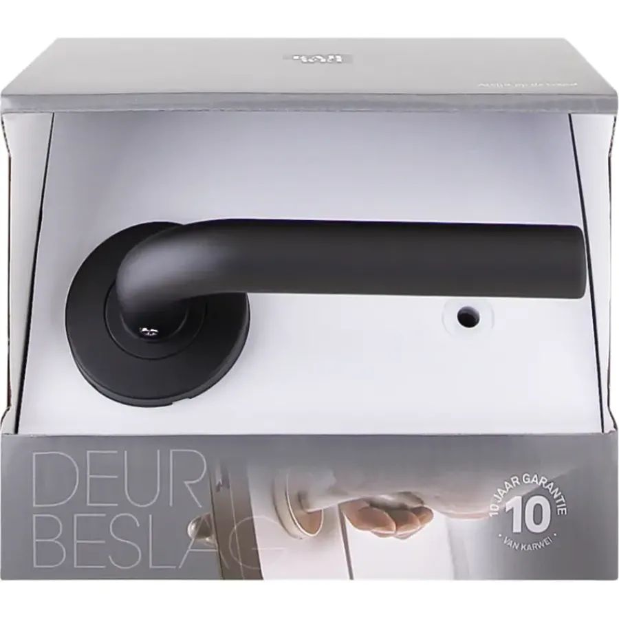 KARWEI deurkruk set Henry rond rozet zwart RVS Sale