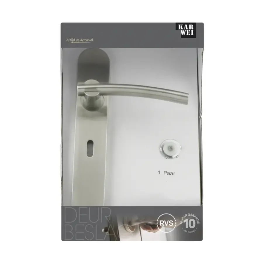 KARWEI deurkruk set John ovaal schild sleutelgat 56 mm RVS Discount