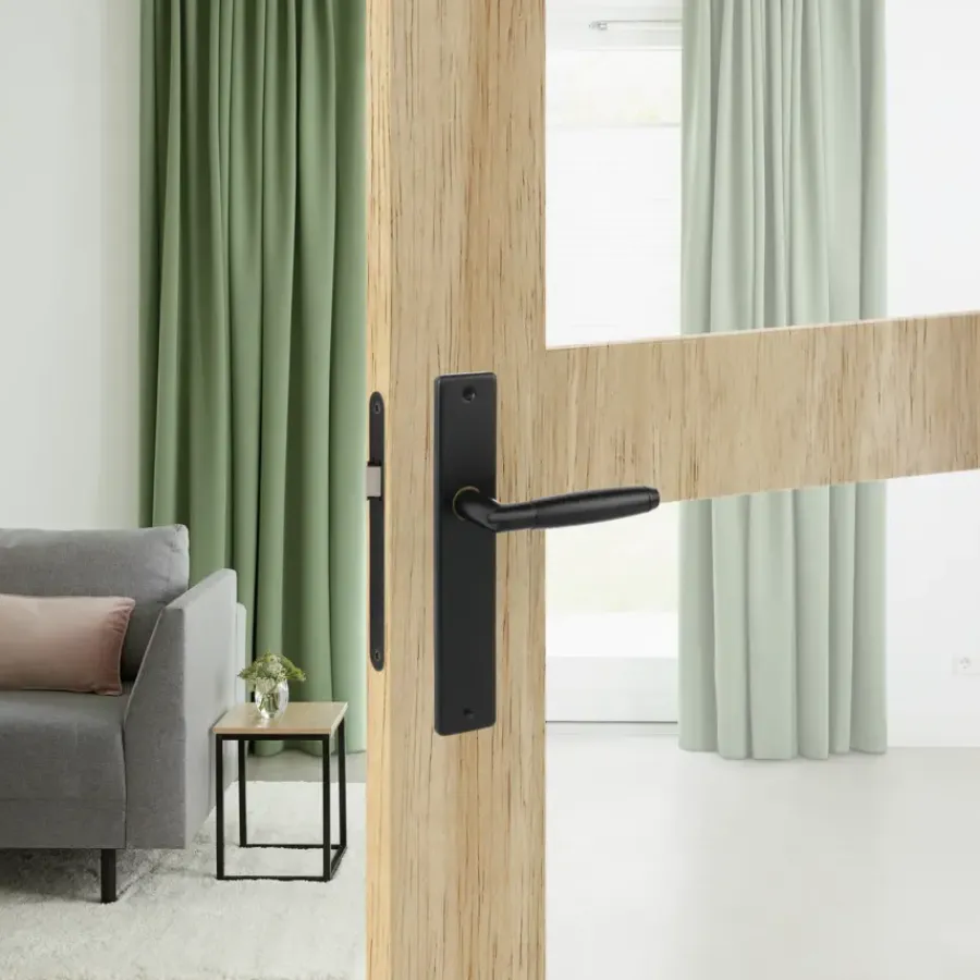 KARWEI deurkruk set Lopes recht blind schild zwart messing Online
