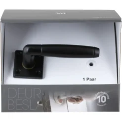 KARWEI deurkruk set Lopes vierkant rozet zwart messing New
