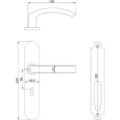 KARWEI deurkruk set Lorenzo ovaal schild sleutelgat 56 mm RVS look aluminium Sale