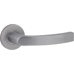 KARWEI deurkruk set Lorenzo rond rozet RVS look aluminium