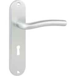 KARWEI deurkruk set L-vorm ovaal schild sleutelgat 56 mm aluminium New