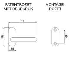 KARWEI deurkruk set Roberto patent schild zwart RVS Hot