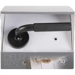 KARWEI deurkruk set Roy rond rozet zwart RVS Sale