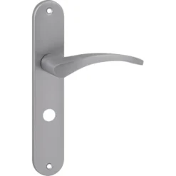 KARWEI deurkruk set Stefanie ovaal schild vrij-bezet sluiting 63/8 mm RVS look aluminium Clearance
