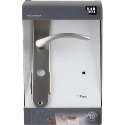 KARWEI deurkruk set Stefanie ovaal schild vrij-bezet sluiting 63/8 mm RVS look aluminium Clearance