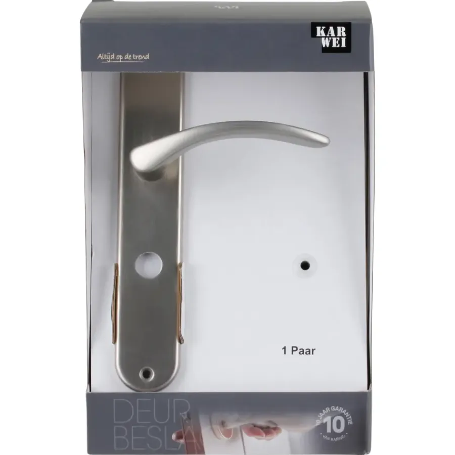 KARWEI deurkruk set Stefanie ovaal schild vrij-bezet sluiting 63/8 mm RVS look aluminium Clearance
