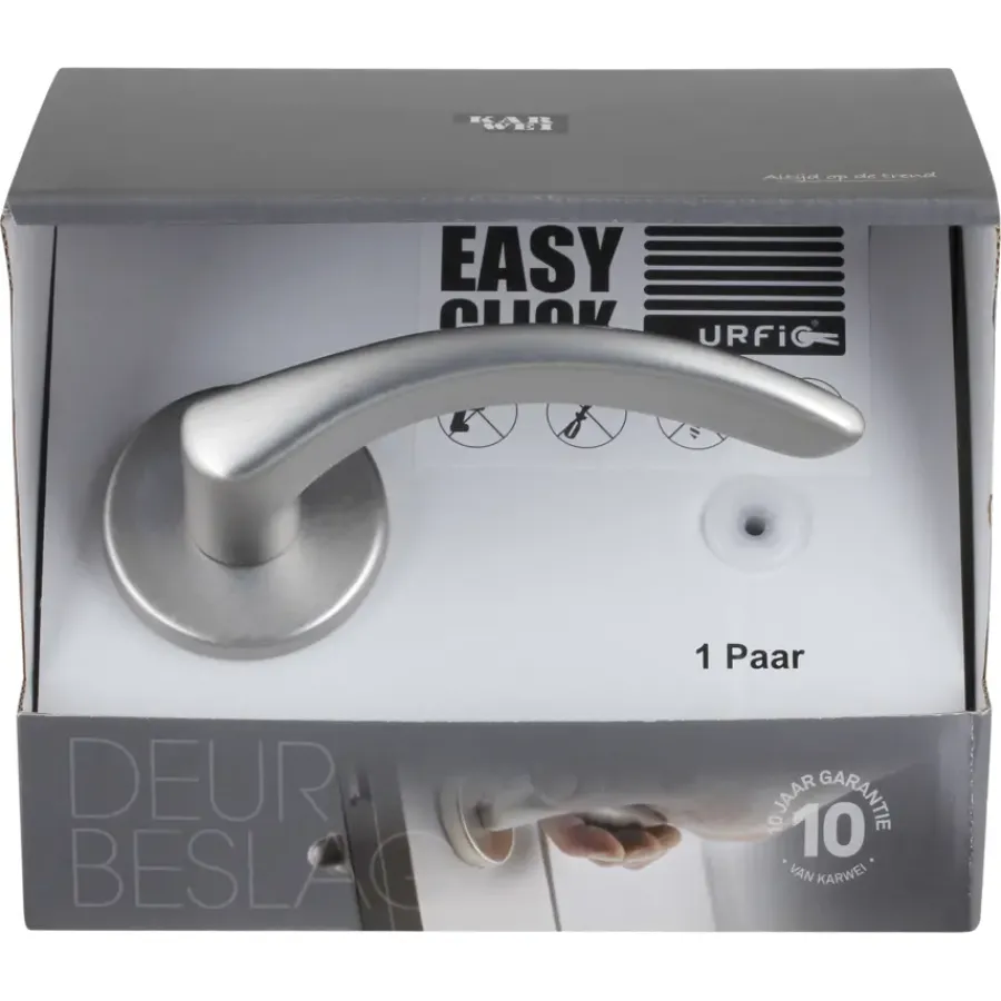 KARWEI deurkruk set Stefanie rond rozet RVS look aluminium