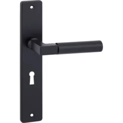 KARWEI deurkruk set Stefano recht schild sleutelgat 56 mm zwart aluminium Best