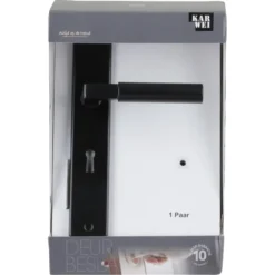 KARWEI deurkruk set Stefano recht schild sleutelgat 56 mm zwart aluminium Best