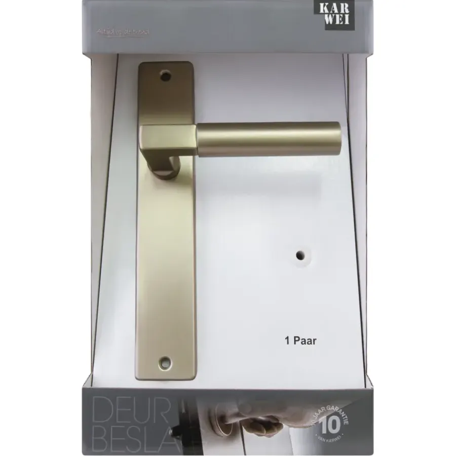 KARWEI deurkruk set Stefano recht blind schild messing antiek aluminium Clearance