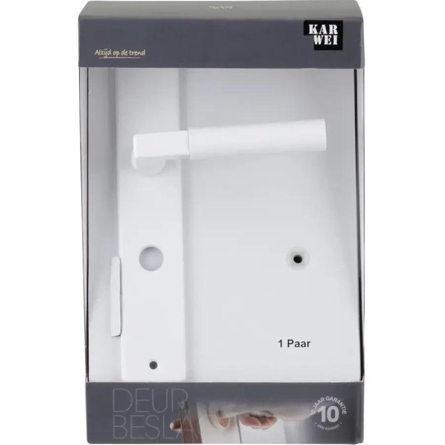 KARWEI deurkruk set Stefano recht schild vrij-bezet sluiting 63/8 mm wit aluminium New