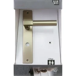 KARWEI deurkruk set Stefano recht schild vrij-bezet sluiting 63/8 mm messing antiek aluminium Sale