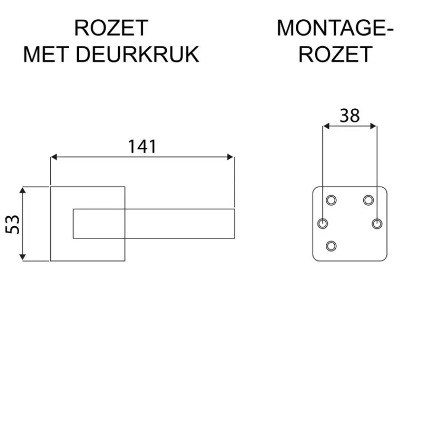 KARWEI deurkruk set Stefano vierkant rozet zwart aluminium Clearance