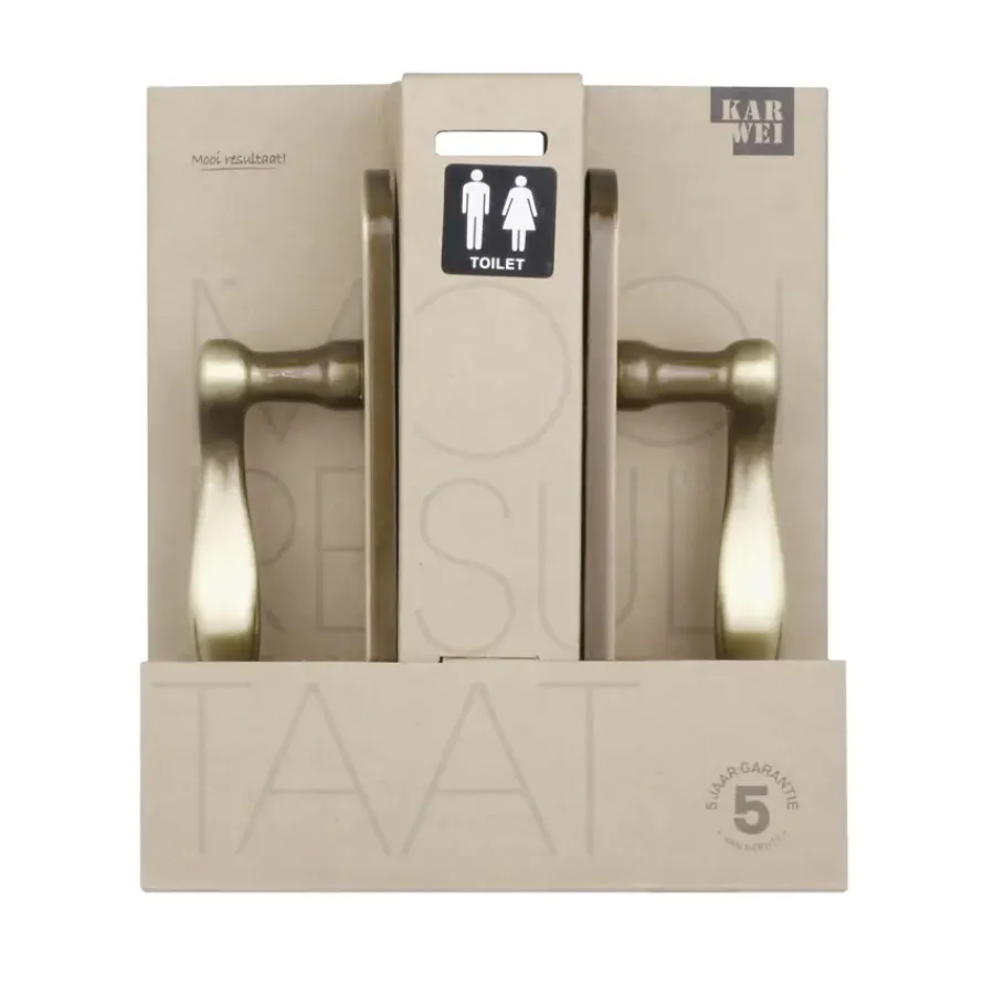 KARWEI deurkruk set Vitor ovaal schild vrij-bezet sluiting 63/8 mm messing antiek Outlet