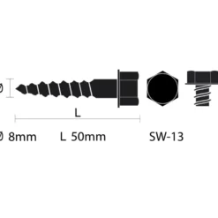 KARWEI houtdraadbout M8x50 mm 5 stuks