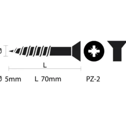 KARWEI schroef universeel platkop pozi RVS 5x70 mm 50 stuks