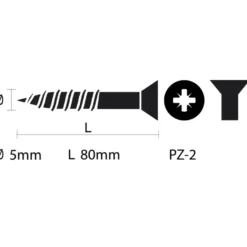 KARWEI unischroef platkop verzinkt 5x80 mm (70 stuks)