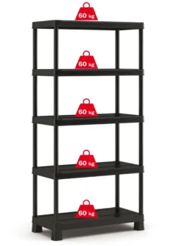 Keter Plus stellingkast - 5 planken - 90x40x182cm - zwart