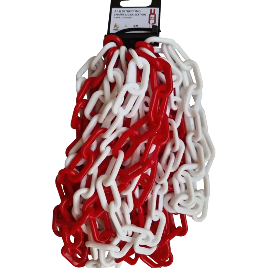 Ketting kunststof rood/wit 6 mm 5 meter