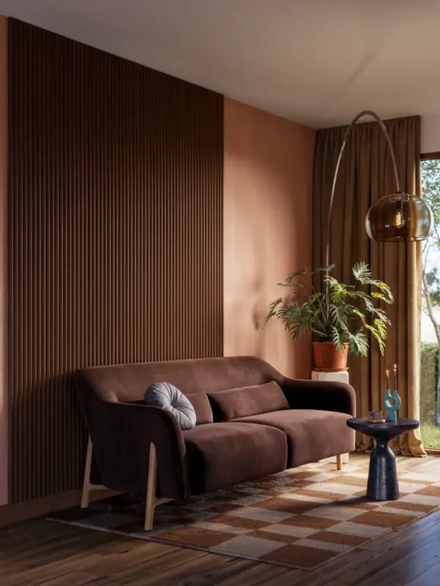 CanDo Kleurstaal lattenwand Decowall Acoustic Curve walnoot 25x30cm Sale