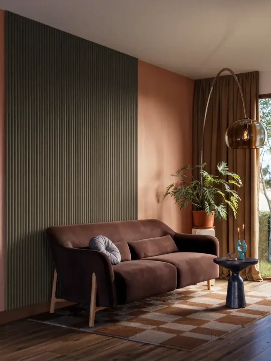 CanDo Kleurstaal lattenwand Decowall Acoustic Curve salie 25x30cm New
