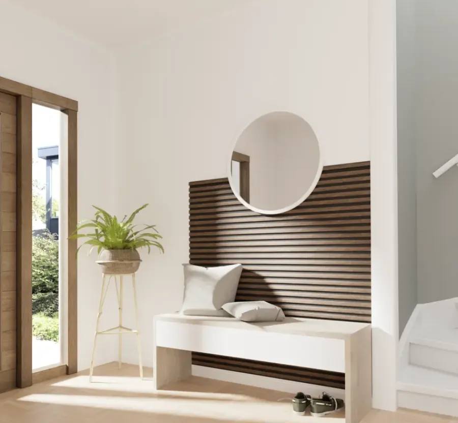 CanDo Kleurstaal lattenwand Decowall Acoustic walnoot 25x30cm Hot