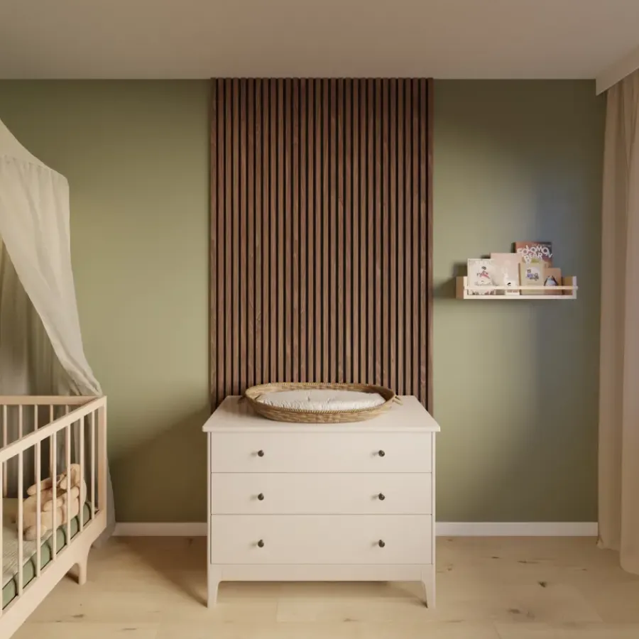 CanDo Kleurstaal lattenwand Decowall Acoustic walnoot 25x30cm Hot