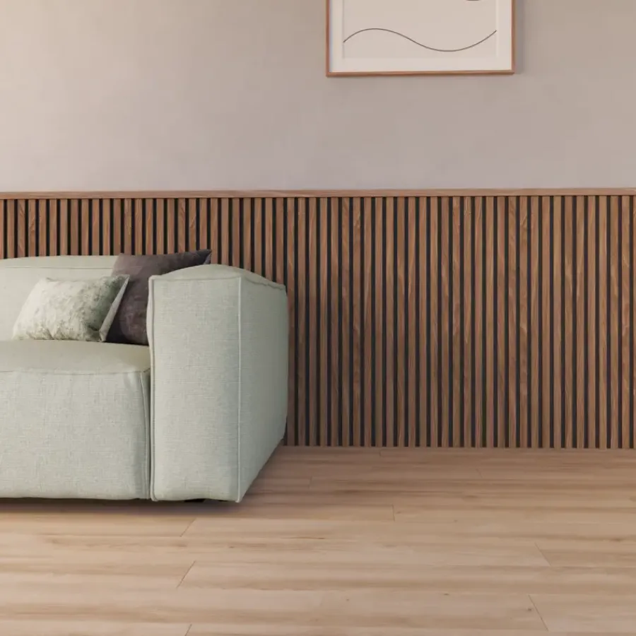 CanDo Kleurstaal lattenwand Decowall Acoustic walnoot 25x30cm Hot