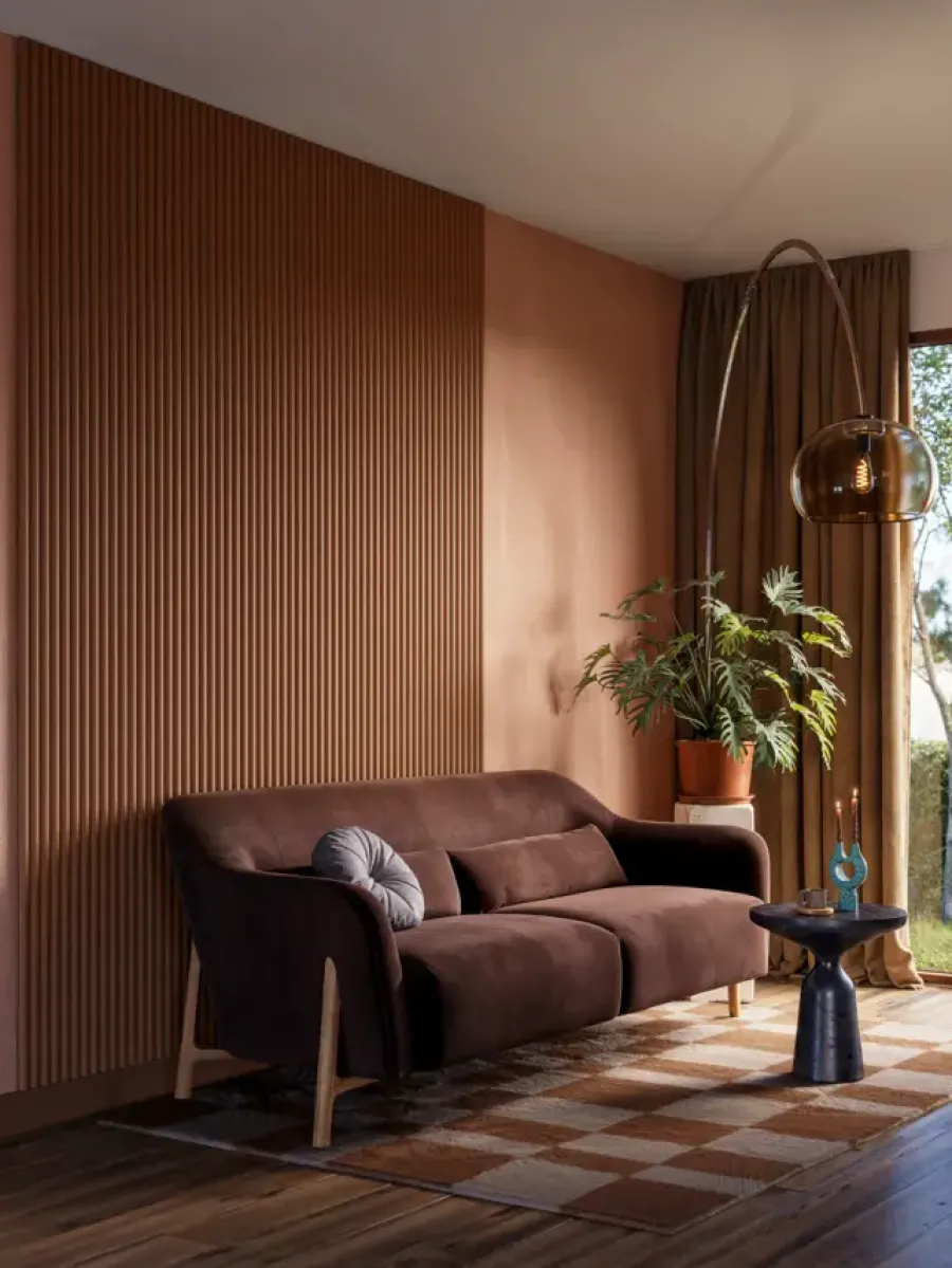 CanDo Kleurstaal lattenwand Decowall Acoustic Curve terra 25x30cm Sale