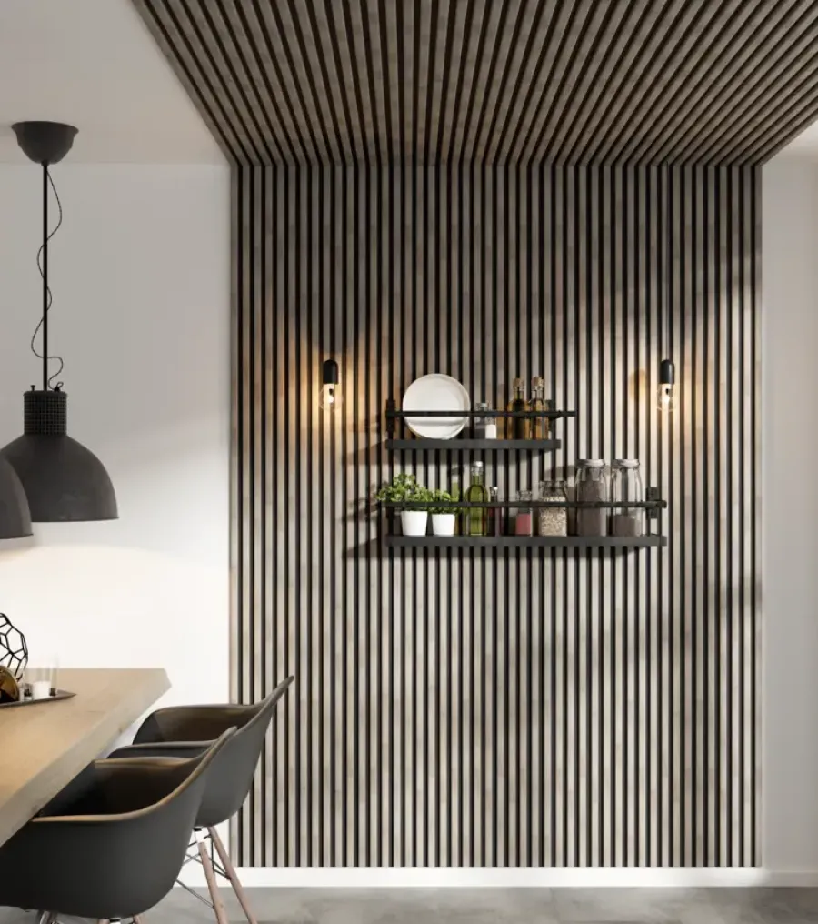 CanDo Kleurstaal lattenwand Decowall Acoustic grijs eiken 25x30 cm Sale