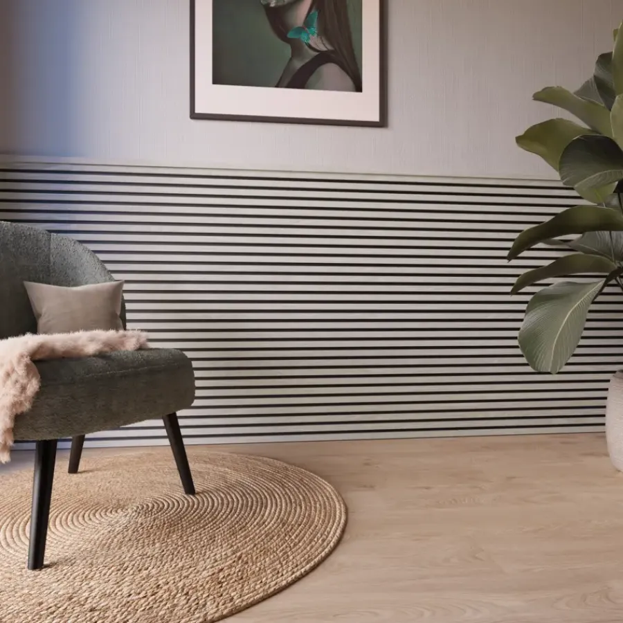 CanDo Kleurstaal lattenwand Decowall Acoustic grijs eiken 25x30 cm Sale