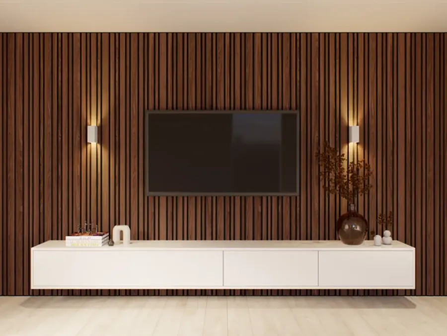 CanDo Kleurstaal lattenwand Decowall Acoustic Blend walnoot 25x30cm New