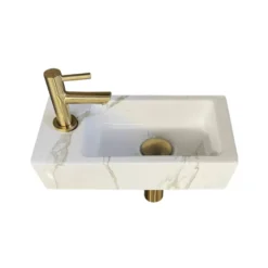 Marho fonteinset compleet links Ondine S mini wit + geborsteld messing